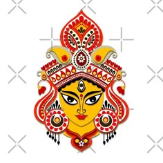 Durga Maa Paintings, Durga Pooja, Bengali Art, Durga Painting, Hindu Festival, Goddess Durga, Mandala Art Therapy, Hindu Goddess, Psy Art