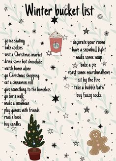 Winter aesthetic bucket list. Things to do Thing To Do For Christmas, Winter Aesthetic Christmas Tree, Activities To Do For Christmas, Fun Winter Things To Do With Friends, Xmas Things To Do, Winter To Do List Couples, Winter Holidays Aesthetic, Fun Christmas Aesthetic, Christmas Activity Aesthetic