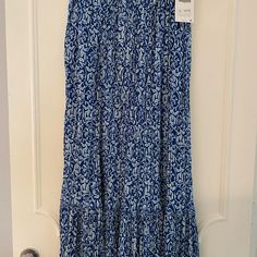 Nwt Zara Maxi Skirt Blue Relaxed Maxi Skirt For Day Out, Blue Tiered Maxi Skirt With Lining, Flowy Blue Maxi Skirt With Lining, Blue Tiered Lined Maxi Skirt, Blue Flowy Tiered Skirt, Blue Tiered Flowy Skirt, Zara Long Skirt For Vacation, Blue Flowy Maxi Skirt For Day Out, Zara Midi Skirt For Beach