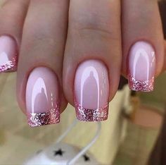 How Did You Make These nails polish colorsSpring Nails 2023 Pink Sparkle French Tip Nails, Pink Sparkly Nails, Valentine Nail Art, February Nails, Colorful Nails, Nail Designs Valentines