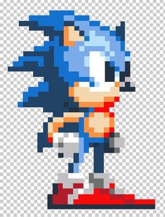 sonic the hedgehog pixel art, hd png image transparent background with no background