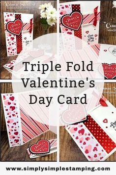 valentine's day card with the words triple fold valentine's day card