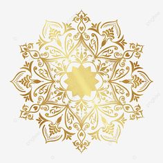 a golden snowflake on a white background with an ornate design in the middle