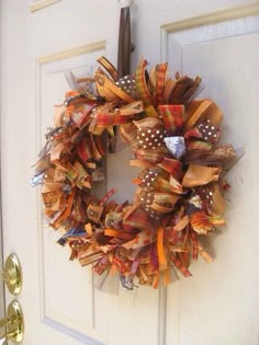 a close up of a wreath on a door