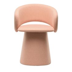 an upholstered chair with a light pink seat and back rest, viewed from the front