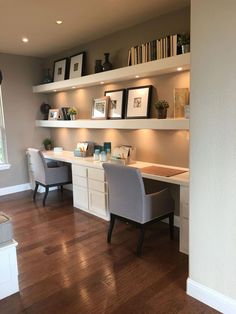 a home office with two desks and chairs