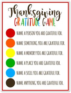 a thanksgiving greeting card with the words,'thank you are grateful for'in different colors