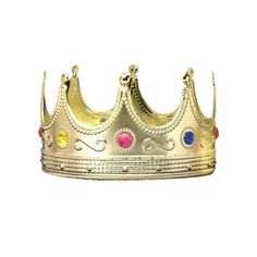 You cannot be a king unless you have the right headpiece. This King's Gold Crown features stunning detailed designs and is accented by colorful faux gemstones. Complements any royal outfit. Size: NS. Carnival Accessories, King Queen Prince Princess, Prince Costume, King Costume, Popular Costumes, Headpiece Accessories, King Crown, Royal King, Kings Crown