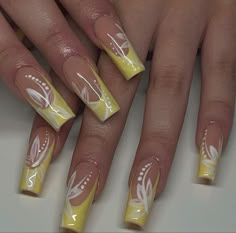 Sun Nails, Gel X Nails, X Nails, Fancy Nail Art, Yellow Nails Design, Nail Vinyls, Gold Nail Designs, Tropical Nails, Feels Like Summer