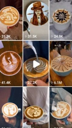 the coffee art is being made in different ways