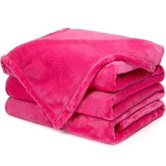 the pink blanket is folded on top of each other, and it's not too bright