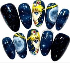 Character Nails, Nail Design, Nail Ideas, Sailor Moon, Nail Inspo, Naruto, Nail Designs, Moon, Nails