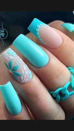 Blue Spring Nails, Spring Nails Blue, Spring Nails Art, Nails Bright, Nails Aesthetic, Cute Gel Nails, Nails Blue