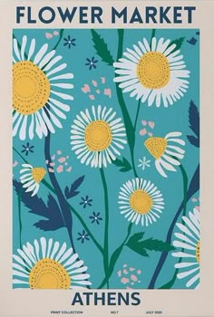 a flower market poster with daisies and other flowers