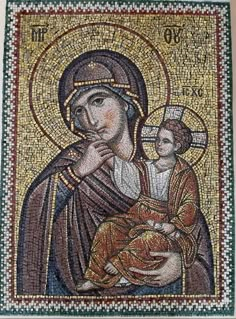 a mosaic with an image of the mother and child