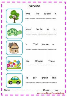 worksheet for kids to learn english with pictures and words in the form of words