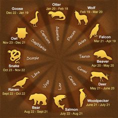 the zodiac sign for dogs is shown in gold on a brown background with white lettering