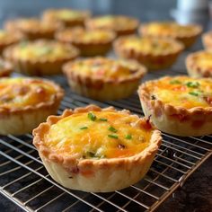 small quiche pies cooling on a wire rack