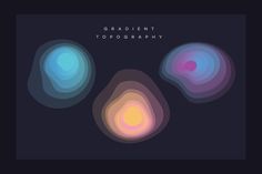 three different colored circles with the words gradient to photography in them on a black background