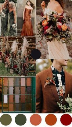 the color palette for this wedding is earth tones