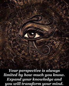 an eye with the words, your perspective is always limited by how much you know