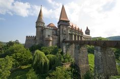 an old castle on top of a hill surrounded by trees