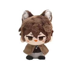 a small stuffed animal with brown hair and eyes