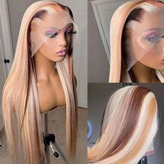 Bone Straight Colored Wigs P4/613 HD Highlight Wigs 13x4 Transparent Lace Front Wigs Honey Blond, Hair Blond, Blonde Lace Front Wigs, Colored Wigs, Straight Lace Front Wigs, Front Lace Wigs Human Hair, Brown To Blonde, Blonde Wig, Straight Human Hair