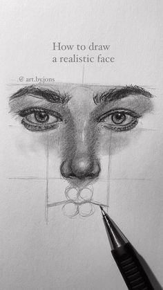 a pencil drawing of a woman's face with the words how to draw a realistic face