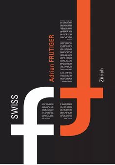 an orange and black poster with the words swiss