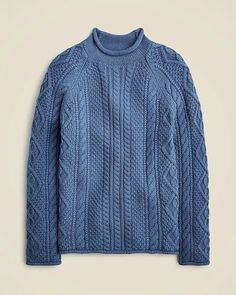 J.Crew: Cotton Cable-knit Rollneck™ Sweater For Men J Crew Rollneck Sweater, Hair Wrap Scarf, Sweater For Men, Roll Neck Sweater, J Crew Men, Color Crush, Linen Shop, Jcrew Women, Mens Fall