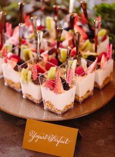 small desserts are arranged on a plate