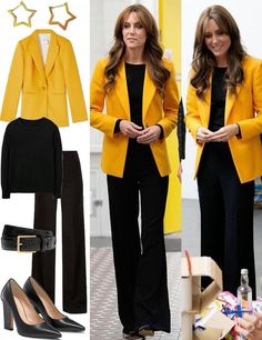 Yellow Blazer Outfit, Stylish Business Outfits, Royal Outfits