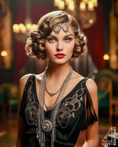 Roaring 20s Hairstyles For Long Hair Gatsby, Hair 1920s Hairstyles, Casino Theme Hairstyle, Roaring Twenties Hairstyles, Flapper Girl Hairstyles For Long Hair, Cabaret Hairstyles, Flapper Makeup 1920s Gatsby Hair, The Great Gatsby Hairstyles, 1920s Womens Hair