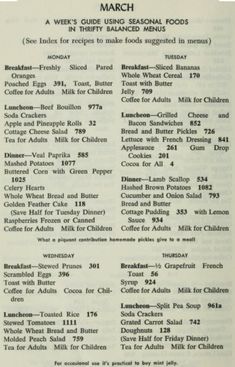 an old menu with many different types of food