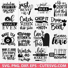 kitchen svg files for cutting and cricting with the words cut it out