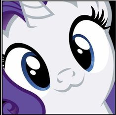 a close up of a very cute looking pony with big blue eyes and purple hair