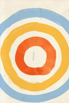 an orange, yellow and blue circle painted on white paper