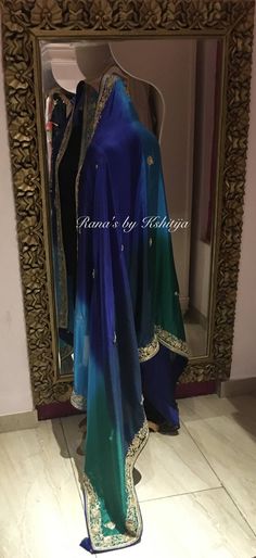 Shaded Dupatta Designs, Ombre Saree Color Combos, Shaded Dupatta, Handmade Dupatta, Ombre Saree, Cutdana Work, Bridal Dupatta, Designer Bridal Lehenga, Trendy Blouse