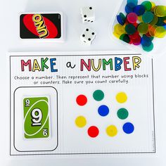 make a number game with dices and cards