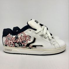 Vtg Mens Size 13 Steve-O From Jackass Sneaux Puffy Skate Shoes. White/Black/ Red. Very Good Overall Condition With Very Minor Flaws- Please Look At Pics. Clean Shoes But Have A Bit Of A Yellow Tint On The Outside Bottom Rubber Part Of Left Shoe (Maybe Can Clean Off?) And On The Inside Left Of Right Shoe (Cant See When Wearing)The Right Shoe Has The Slightest Separation In The Front. You Can See All Of These In The Pics. None Of The Flaws Take Away From How Amazing These Shoes Are, I Just Want The Buyer To Be Aware! Steve O, Clean Shoes, Shoes White, Skate Shoes, Size 13, Black Red, White Black, Athletic Shoes, Men's Shoes