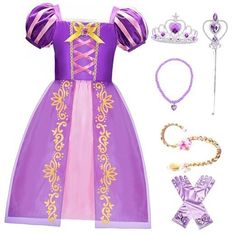 Return Policy Fast Delivery Trusted seller Princess Dresses for Girls - Modish Puff Sleeves Princess Costume with Accessories - Dress Up Clothes for Halloween Product Description ????????????? ??????? ???: Includes a beautifully designed modish puff-sleeves dress, realistic long wig, crown tiara, magical wand, charming necklace, and delicate gloves for a complete princess experience. ???? ??? ????? ???: Designed for girls 3-12, providing a comfortable and adaptable fit for various sizes. ??????? ??? ???????: Made from high-quality, child-safe materials, ensuring comfort and durability for active play. ?????????? ???????????: Stimulates creative and imaginative play, allowing children to immerse themselves in the world of a fairy tale. ????? ??? ??????? ??????: Perfect for themed parties, H Purple Princess Dress, Princess Fancy Dress, Rapunzel Costume, Rapunzel Dress, Puff Sleeves Dress, Dress Puff Sleeve, Fancy Dress Up, Princess Dress Up, Queen Costume