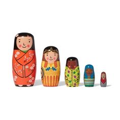 an assortment of nesting dolls sitting next to each other