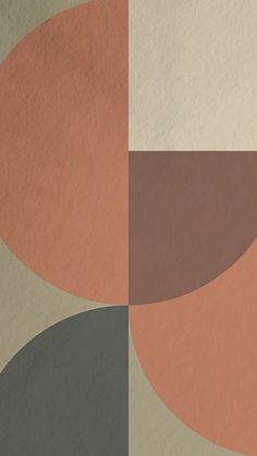 an abstract painting with two circles on the same color as it appears to be red, white, and grey