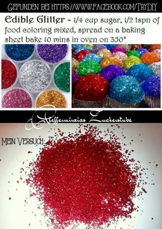 the instructions for how to make edible glitter