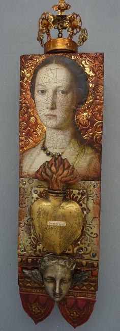 an ornate clock with a woman's face on it