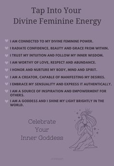 #affirmations #innergoddess #positivity Divine Feminine Embodiment, Glamour Magic Affirmations, Embodied Feminine, Dark Feminine Affirmations, Divine Feminine Affirmations, Protect Energy, Goddess Affirmations, Glamour Magick, Divine Feminine Quotes