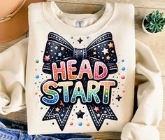 Head Start Shirts, Black Bow Png, Bow Png, School Png, Head Start, Black Bow, T Shirt Design, Sublimation Design, Shirt Design