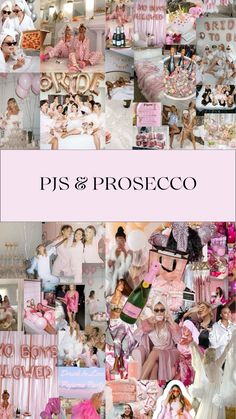 a collage of photos with people dressed in pink