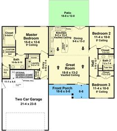 the floor plan for this house shows two garages and one living room with an attached bathroom